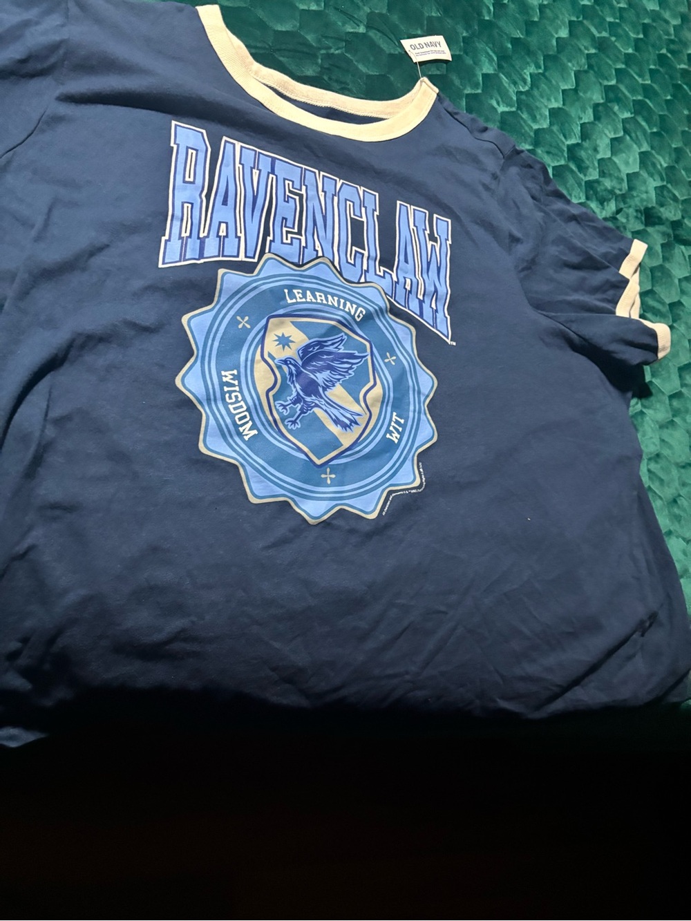 Old Navy Navy and Cream Ravenclaw Graphic Ringer Tee